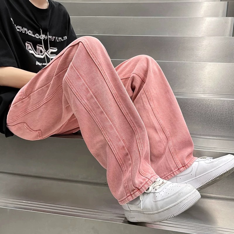 Pink Straight Leg Wide Leg Jea - Streetwear Brand Hong Kong 评论和价格